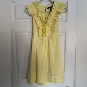 BCBGMaxAzria women’s pale yellow ruffle front dress